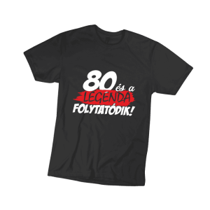 80 és a legenda folytatódik – férfi fekete póló termékkép