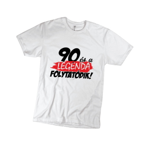 90 és a legenda folytatódik – férfi fehér póló termékkép