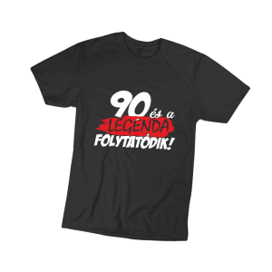 90 és a legenda folytatódik – férfi fekete póló termékkép