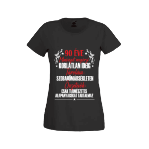 90 Éve minőséget megőrzi... - női fekete póló termékkép