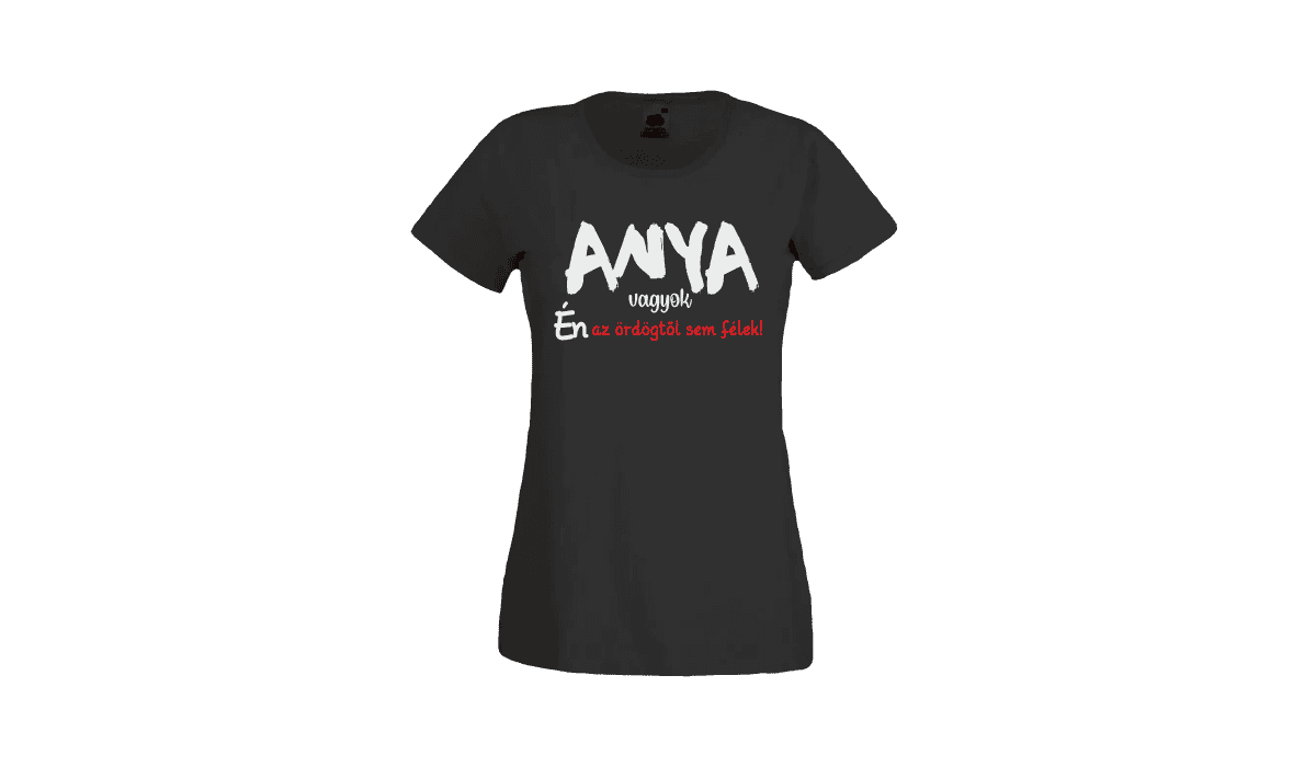 Anya vagyok...(fehér) – női fekete póló termékkép