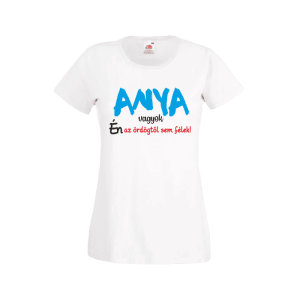 Anya vagyok...(kék) - női fehér póló termékként