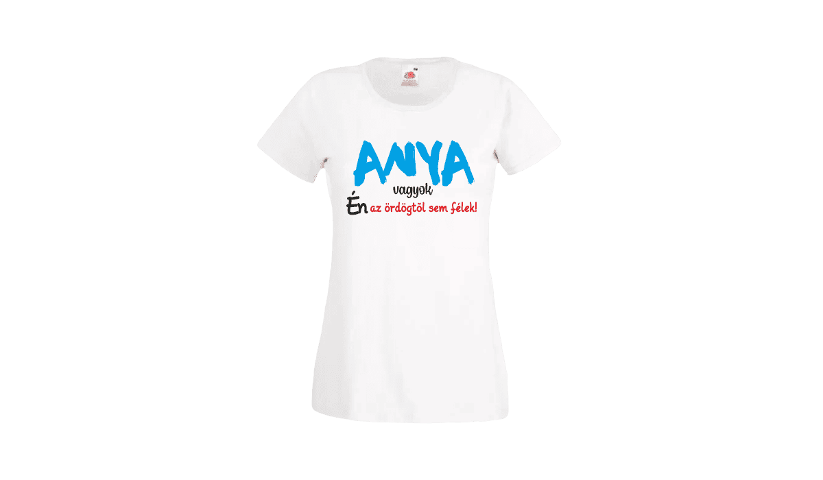 Anya vagyok...(kék) - női fehér póló termékként