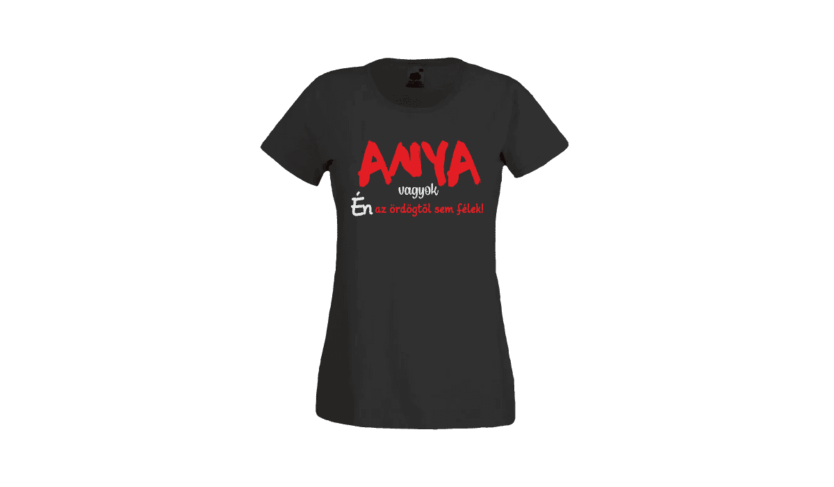 Anya vagyok...(piros) - női fekete póló termékként