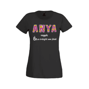 Anya vagyok...(virág) - női fekete póló termékként.