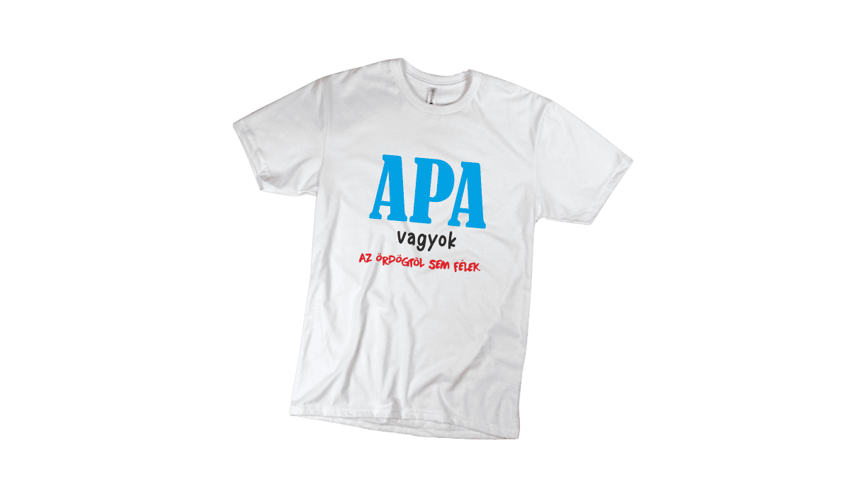 Apa vagyok...(kék) - férfi fehér póló termékként