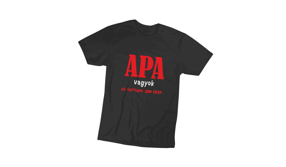 Apa vagyok...(piros) - fekete póló termékként