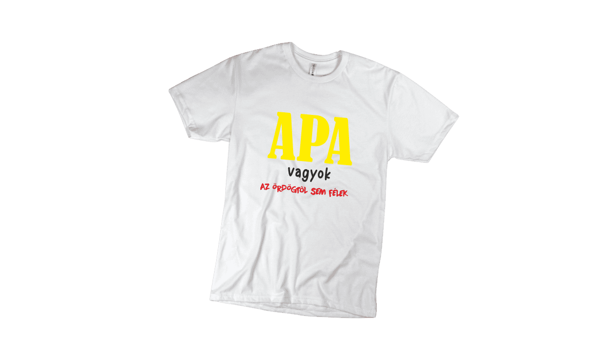 Apa vagyok...(sárga) - férfi fehér póló termékként