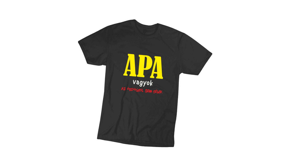 Apa vagyok...(sárga) - fekete póló termékként