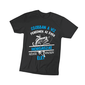 Horgászat nélkül nincsen élet - férfi fekete póló termékkép