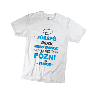 Jóképű vagyok, okos vagyok... – férfi fehér póló termékkép
