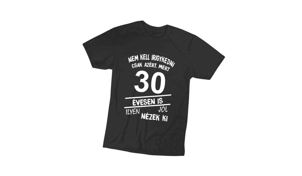 Nem kell irigykedni 30...(fehér) - férfi fekete póló termékkép