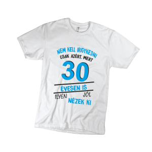 Nem kell irigykedni 30...(kék) - férfi fehér póló termékkép