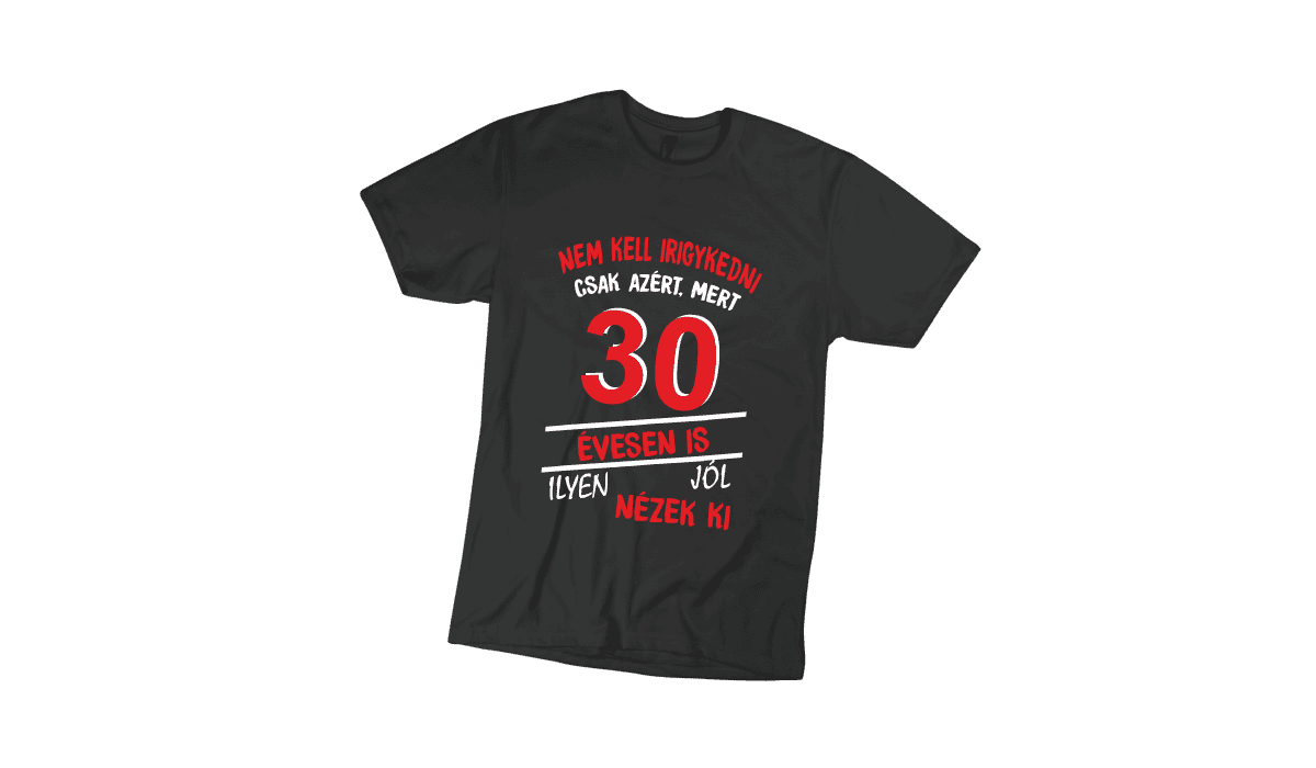 Nem kell irigykedni 30...(piros) - férfi fekete póló termékkép
