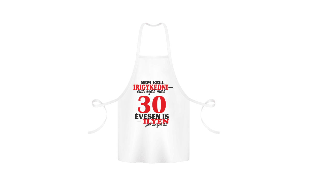 Nem kell irigykedni 30…(piros) – kötény termékkép