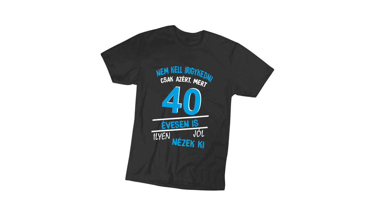 Nem kell irigykedni 40...(kék) - férfi fekete póló termékkép