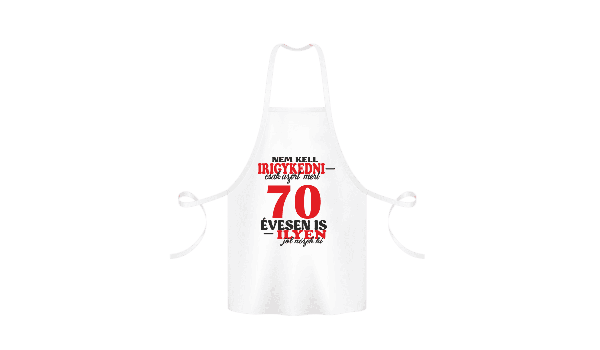 Nem kell irigykedni 70…(piros) – kötény termékkép