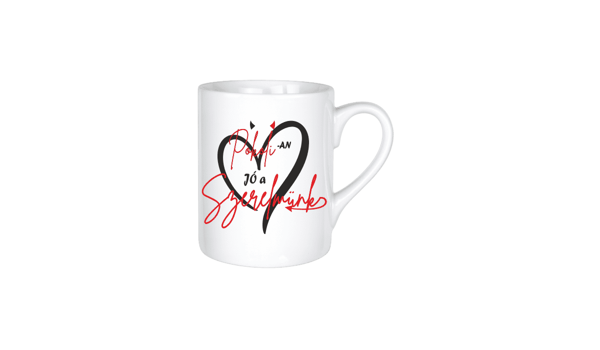 Pokolian jó a Szerelmünk (fekete) - kerámia bögre