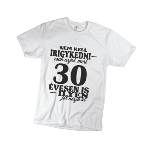 Nem kell irigykedni 30…(fekete) – férfi fehér póló