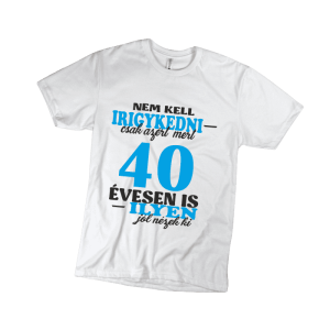 Nem kell irigykedni 40…(kék) – férfi fehér póló