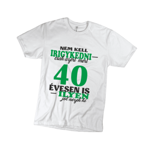 Nem kell irigykedni 40…(zöld) – férfi fehér póló
