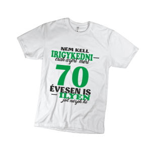 Nem kell irigykedni 70…(zöld) – férfi fehér póló